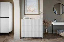 Bogart Komody*NICOLE KOMODA 100 3SZ - biały mat / czarny stelaż