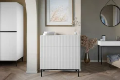 Bogart Komody*NICOLE KOMODA 100 3SZ - biały mat / czarny stelaż