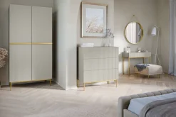 Bogart Komody*NICOLE KOMODA 100 3SZ - cashmere / złoty stelaż