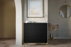 Bogart Komody*NICOLE KOMODA 100 3SZ - czarny mat / złoty stelaż