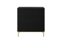 Bogart Komody*NICOLE KOMODA 100 3SZ - czarny mat / złoty stelaż