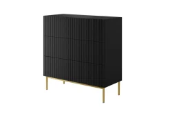 Bogart Komody*NICOLE KOMODA 100 3SZ - czarny mat / złoty stelaż