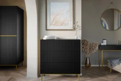 Bogart Komody*NICOLE KOMODA 100 3SZ - czarny mat / złoty stelaż