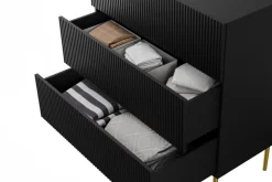 Bogart Komody*NICOLE KOMODA 100 3SZ - czarny mat / złoty stelaż