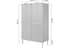 Bogart Komody*NICOLE KREDENS 100 2D2SZ - biały mat / czarny stelaż