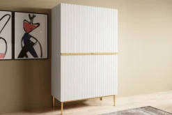 Bogart Komody*NICOLE KREDENS 100 2D2SZ - biały mat / złoty stelaż