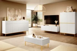 Bogart Komody*NICOLE KREDENS 100 2D2SZ - biały mat / złoty stelaż