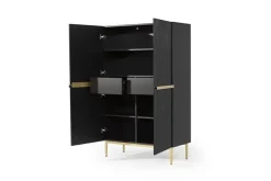 Bogart Komody*NICOLE KREDENS 100 2D2SZ - czarny mat / złoty stelaż