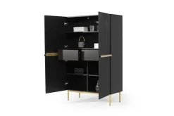 Bogart Komody*NICOLE KREDENS 100 2D2SZ - czarny mat / złoty stelaż