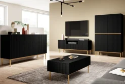 Bogart Komody*NICOLE KREDENS 100 2D2SZ - czarny mat / złoty stelaż