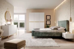 Bogart Szafy*NICOLE SZAFA 150 3D - biały mat / złoty stelaż