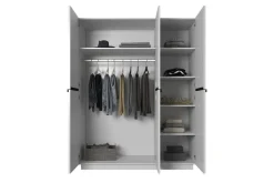 Bogart Szafy*NICOLE SZAFA 150 3D - biały mat / czarne uchwyty / cokół