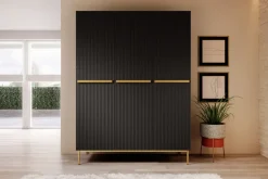 Bogart Szafy*NICOLE SZAFA 150 3D - czarny mat / złoty stelaż