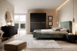 Bogart Szafy*NICOLE SZAFA 150 3D - czarny mat / złoty stelaż