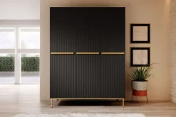 Bogart Szafy*NICOLE SZAFA 150 3D - czarny mat / złoty stelaż