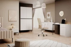 Bogart Szafy*NICOLE SZAFA 100 2DP - biały mat / czarny stelaż