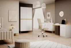 Bogart Szafy*NICOLE SZAFA 100 2DP - biały mat / złoty stelaż