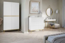 Bogart Szafy*NICOLE SZAFA 100 2DP - biały mat / złoty stelaż