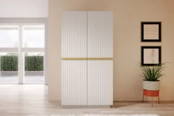 Bogart Szafy*NICOLE SZAFA 100 2DP - biały mat / złote uchwyty / cokół