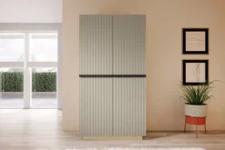 Bogart Szafy*NICOLE SZAFA 100 2DP - cashmere / czarne uchwyty / cokół