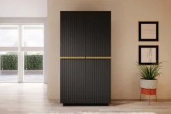 Bogart Szafy*NICOLE SZAFA 100 2DP - czarny mat / złote uchwyty / cokół