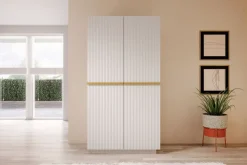 Bogart Szafy*NICOLE SZAFA 100 2DP2SZ - biały mat / złote uchwyty / cokół