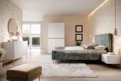 Bogart Szafy*NICOLE SZAFA 100 2DP2SZ - biały mat / złote uchwyty / cokół