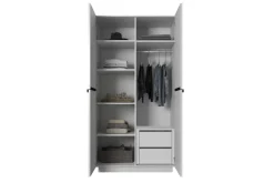 Bogart Szafy*NICOLE SZAFA 100 2DP2SZ - biały mat / czarne uchwyty / cokół