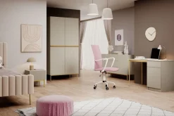 Bogart Szafy*NICOLE SZAFA 100 2DP2SZ - cashmere / złoty stelaż