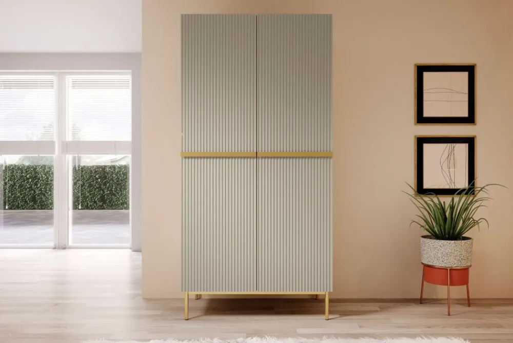 Bogart Szafy*NICOLE SZAFA 100 2DP2SZ - cashmere / złoty stelaż