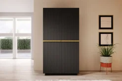 Bogart Szafy*NICOLE SZAFA 100 2DP2SZ - czarny mat / złote uchwyty / cokół