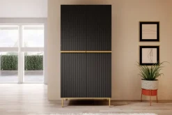 Bogart Szafy*NICOLE SZAFA 100 2DP2SZ - czarny mat / złoty stelaż