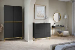 Bogart Szafy*NICOLE SZAFA 100 2DP2SZ - czarny mat / złoty stelaż