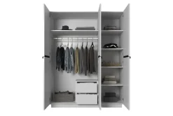 Bogart Szafy*NICOLE SZAFA 150 3D2SZ - biały mat / czarne uchwyty / cokół