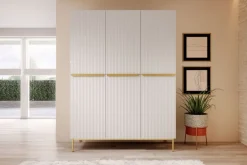 Bogart Szafy*NICOLE SZAFA 150 3D2SZ - biały mat / złoty stelaż