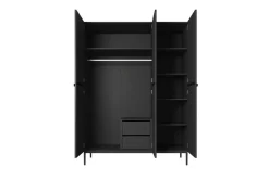 Bogart Szafy*NICOLE SZAFA 150 3D2SZ - czarny mat / czarny stelaż