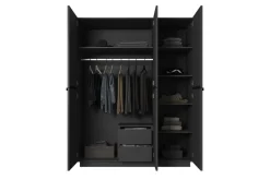 Bogart Szafy*NICOLE SZAFA 150 3D2SZ - czarny mat / czarne uchwyty / cokół