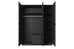 Bogart Szafy*NICOLE SZAFA 150 3D2SZ - czarny mat / czarne uchwyty / cokół