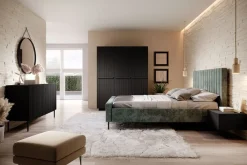 Bogart Szafy*NICOLE SZAFA 150 3D2SZ - czarny mat / czarne uchwyty / cokół