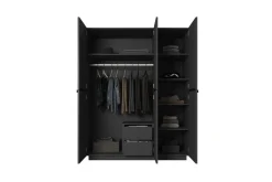 Bogart Szafy*NICOLE SZAFA 150 3D2SZ - czarny mat / czarne uchwyty / cokół