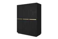 Bogart Szafy*NICOLE SZAFA 150 3D2SZ - czarny mat / złote uchwyty / cokół