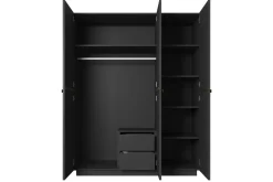 Bogart Szafy*NICOLE SZAFA 150 3D2SZ - czarny mat / złote uchwyty / cokół