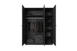 Bogart Szafy*NICOLE SZAFA 150 3D2SZ - czarny mat / złote uchwyty / cokół