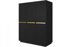 Bogart Szafy*NICOLE SZAFA 150 3D2SZ - czarny mat / złote uchwyty / cokół
