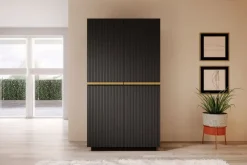 Bogart Szafy*NICOLE SZAFA 100 2D2SZ - czarny mat / złote uchwyty / cokół