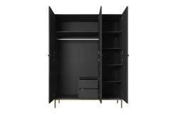 Bogart Szafy*NICOLE SZAFA 150 3D2SZ - czarny mat / złoty stelaż