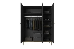 Bogart Szafy*NICOLE SZAFA 150 3D2SZ - czarny mat / złoty stelaż