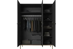 Bogart Szafy*NICOLE SZAFA 150 3D2SZ - czarny mat / złoty stelaż