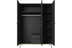 Bogart Szafy*NICOLE SZAFA 150 3D2SZ - czarny mat / złoty stelaż