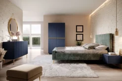 Bogart Szafy*NICOLE SZAFA 100 2D2SZ - wave blue / złote uchwyty / cokół